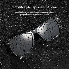 IOWODO Bluetooth Sunglasses for Men and Women, Smart Audio Glasses with Open-Ear Speakers, Built-in Mic, Hands-Free Calls, Music, Touch Control, Voice Assistant, Polarized UV400 Black