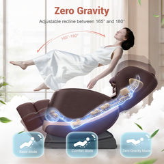 Zero Gravity Full Body Massage Chair with 10 Fixed Rollers, Soothing Heat Function, Deep-Kneading Foot Massager, Bluetooth Speakers, Gray