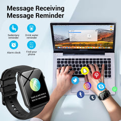 LUOMATE Smart Watch for Android and IPhone, 1.91" Bluetooth Calling Smartwatch for Men Women, Answer Make Calls, Message Notifications, LED Flashlight, Black